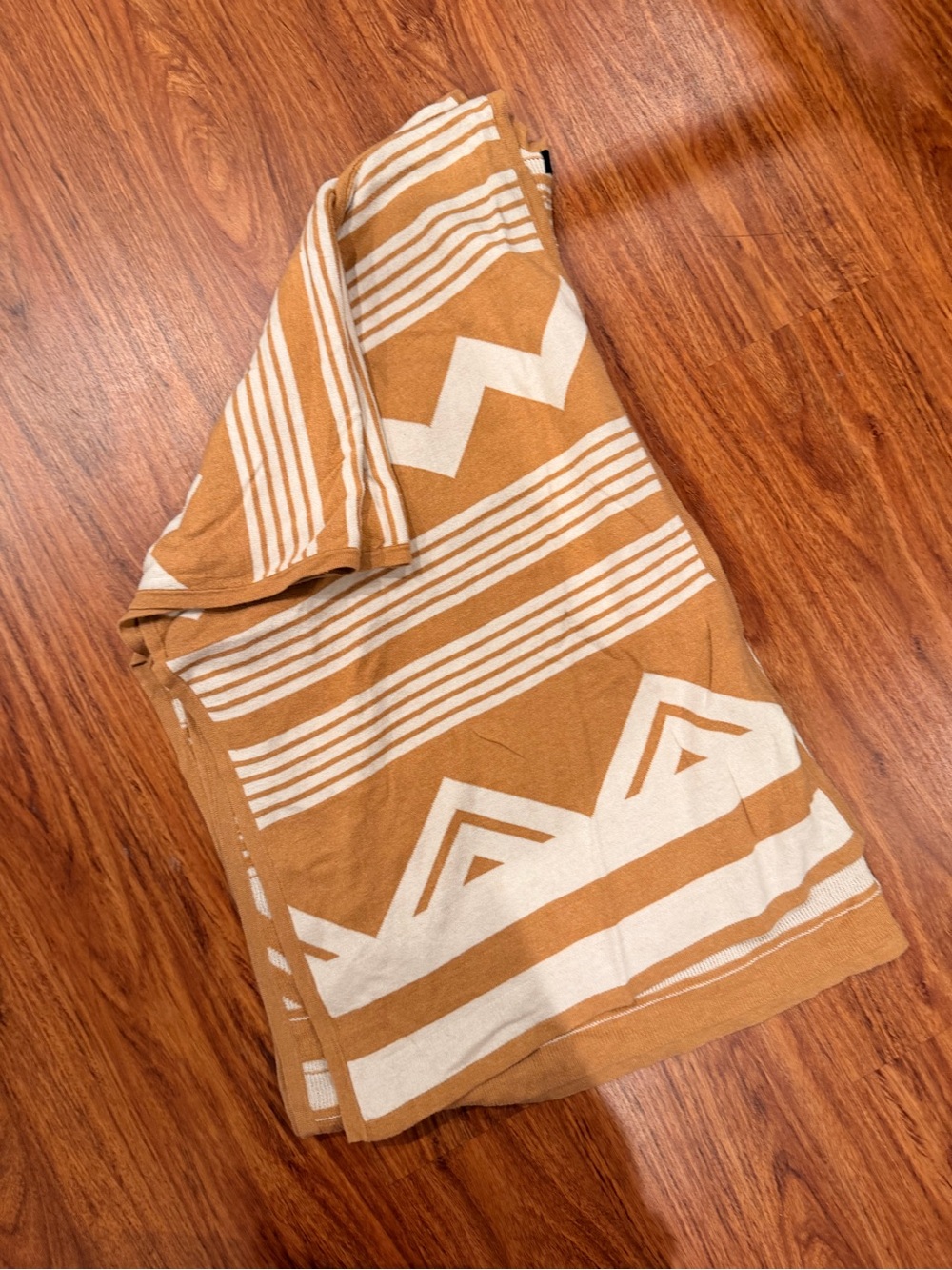 Mossimo Tan & Cream Geometric Stripe poncho